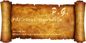 Páricsi Gusztáv névjegykártya